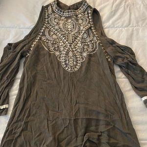 High neck cut out shoulder top